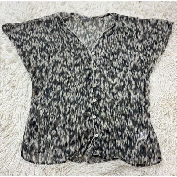 Spotted gray, white, tan and black sleeveless blouse by Converse one star size X - Picture 1 of 6